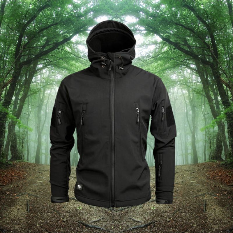 Veste d'extérieur imperméable pour homme, de style militaire, avec capuche et poches zippées