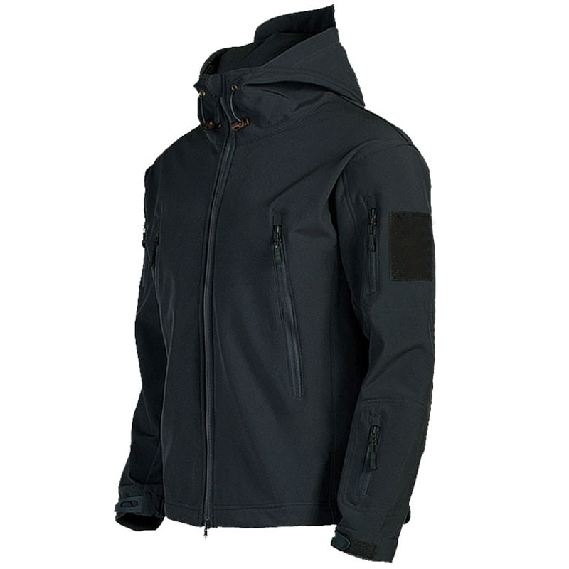 Veste d'extérieur imperméable pour homme, de style militaire, avec capuche et poches zippées