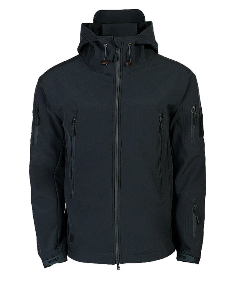 Veste d'extérieur imperméable pour homme, de style militaire, avec capuche et poches zippées