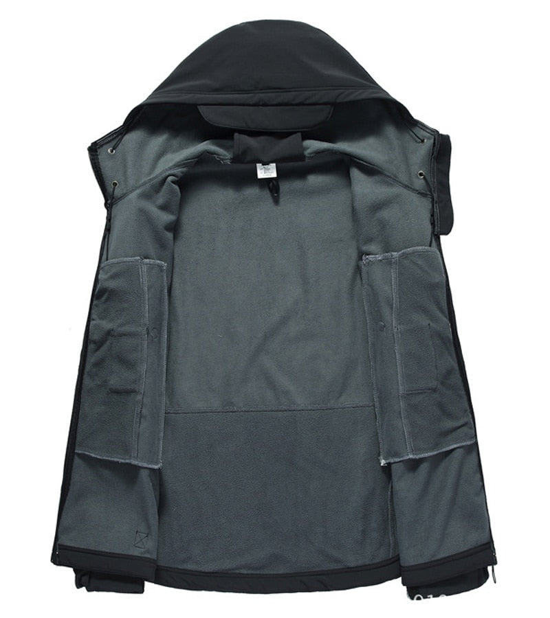 Veste d'extérieur imperméable pour homme, de style militaire, avec capuche et poches zippées