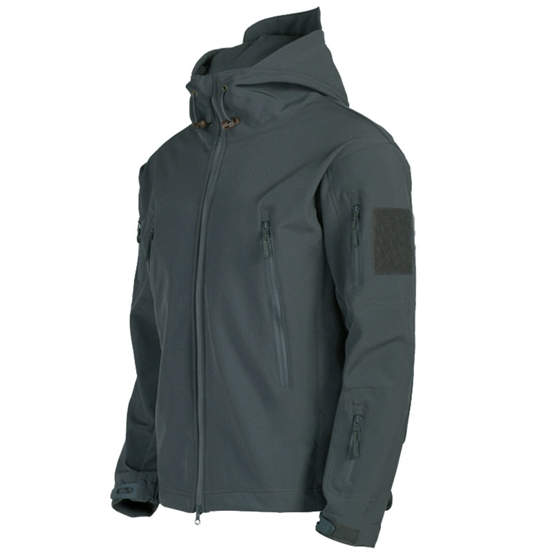 Veste d'extérieur imperméable pour homme, de style militaire, avec capuche et poches zippées