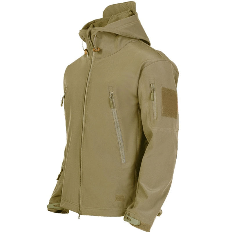 Veste d'extérieur imperméable pour homme, de style militaire, avec capuche et poches zippées