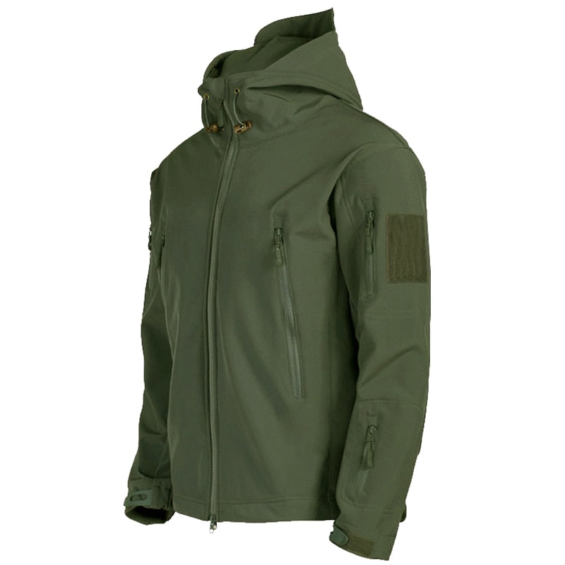 Veste d'extérieur imperméable pour homme, de style militaire, avec capuche et poches zippées