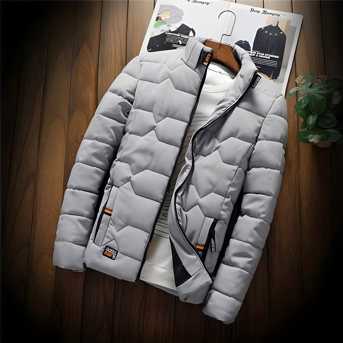Veste padded homme à quilting géométrique et poches zippées