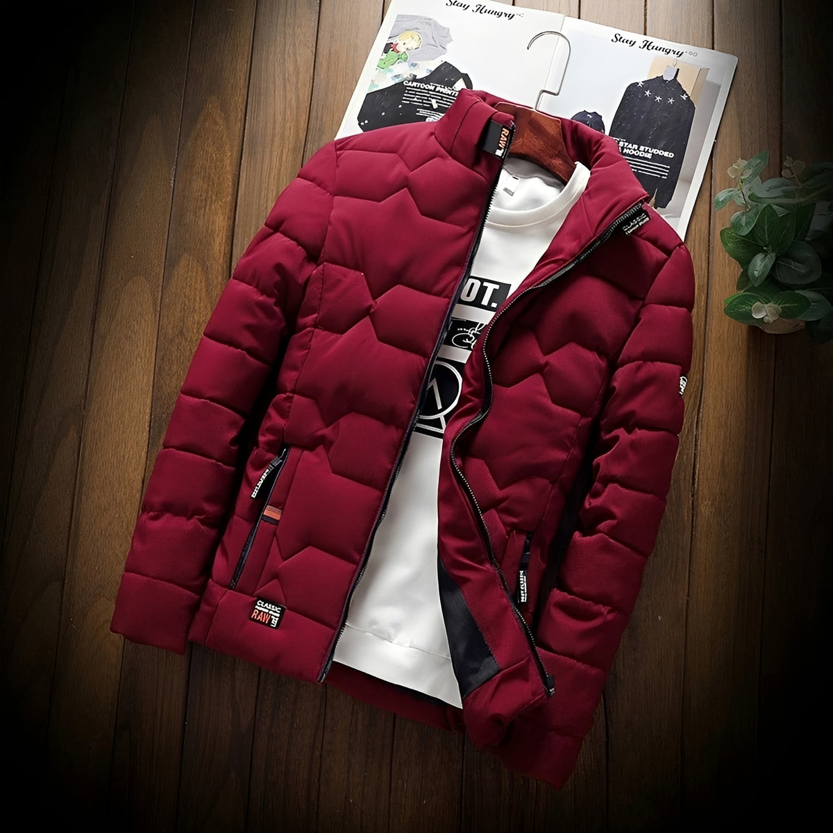 Veste padded homme à quilting géométrique et poches zippées