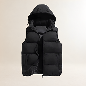 Veste sans manches homme matelassée à capuche fermeture éclair coupe décontractée