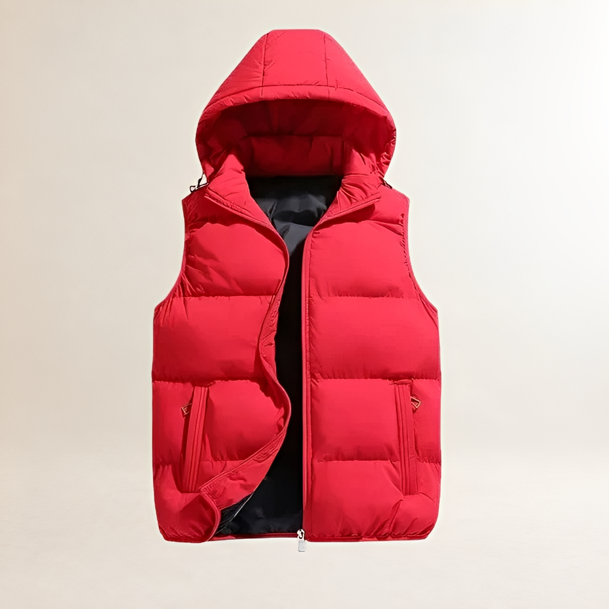 Veste sans manches homme matelassée à capuche fermeture éclair coupe décontractée