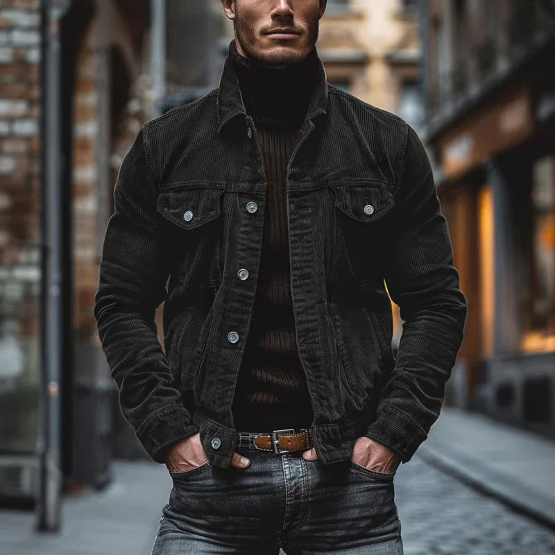 Veste vintage homme à boutons, poches poitrine et coupe slim