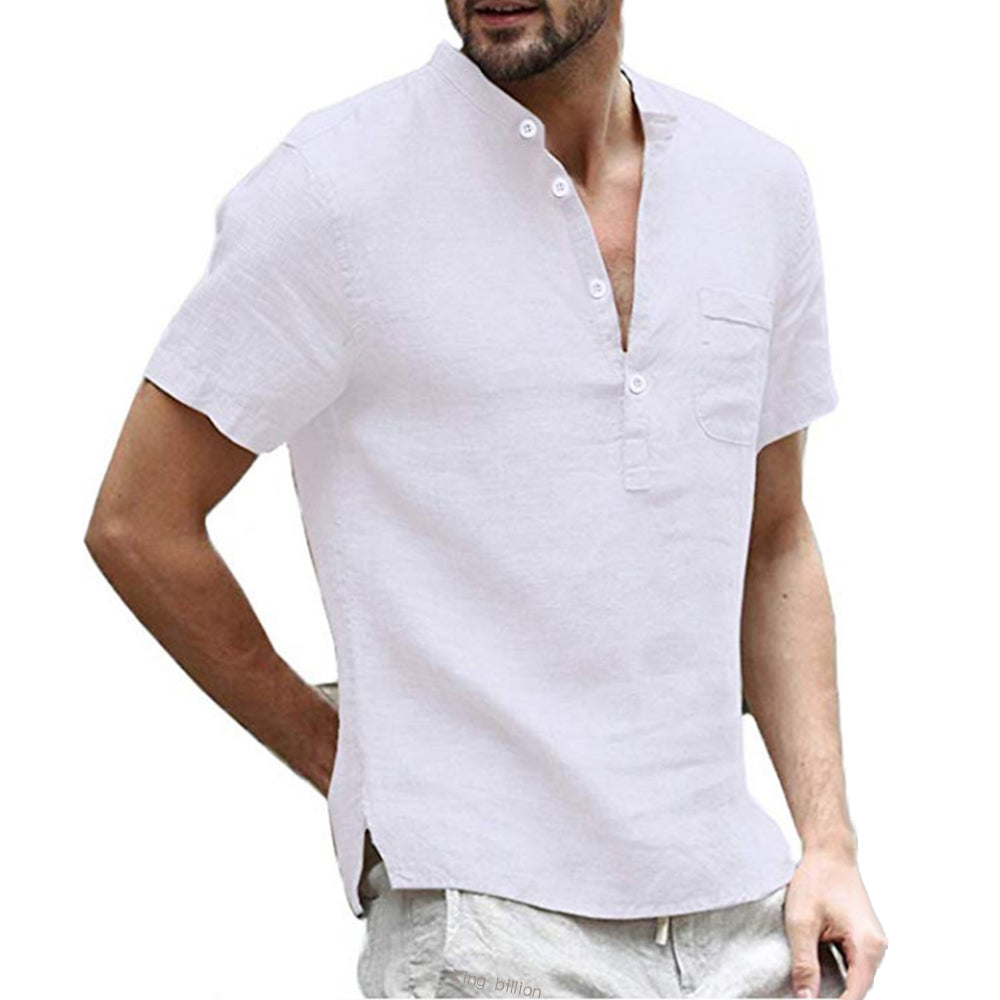 Korbin - Chemise en lin légère à manches courtes pour hommes