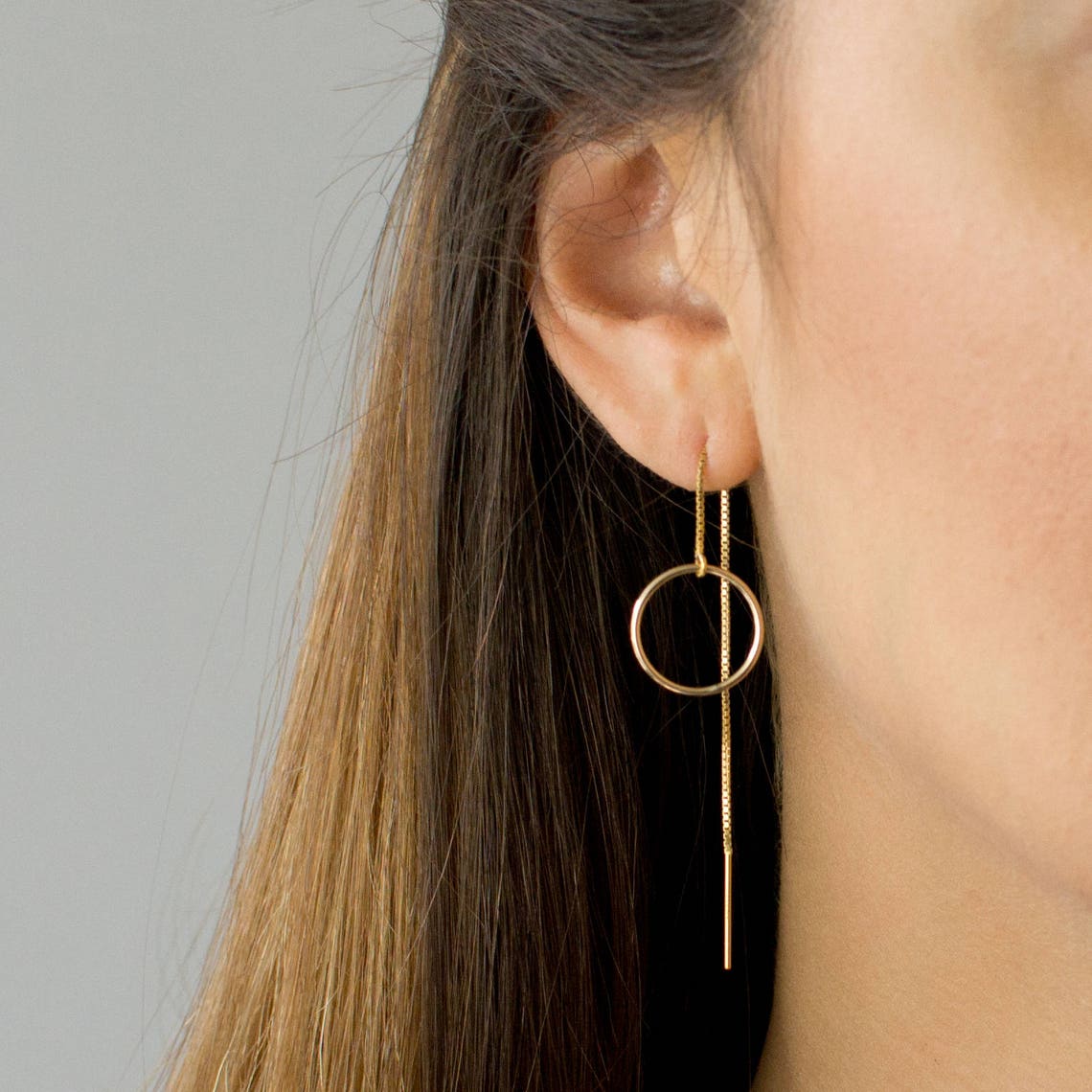 Boucles d'oreilles en fil en forme de cercle - Boucles d'oreilles longues pendantes