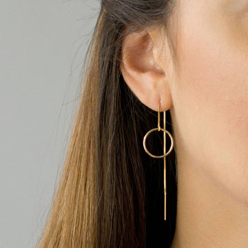Boucles d'oreilles en fil en forme de cercle - Boucles d'oreilles longues pendantes
