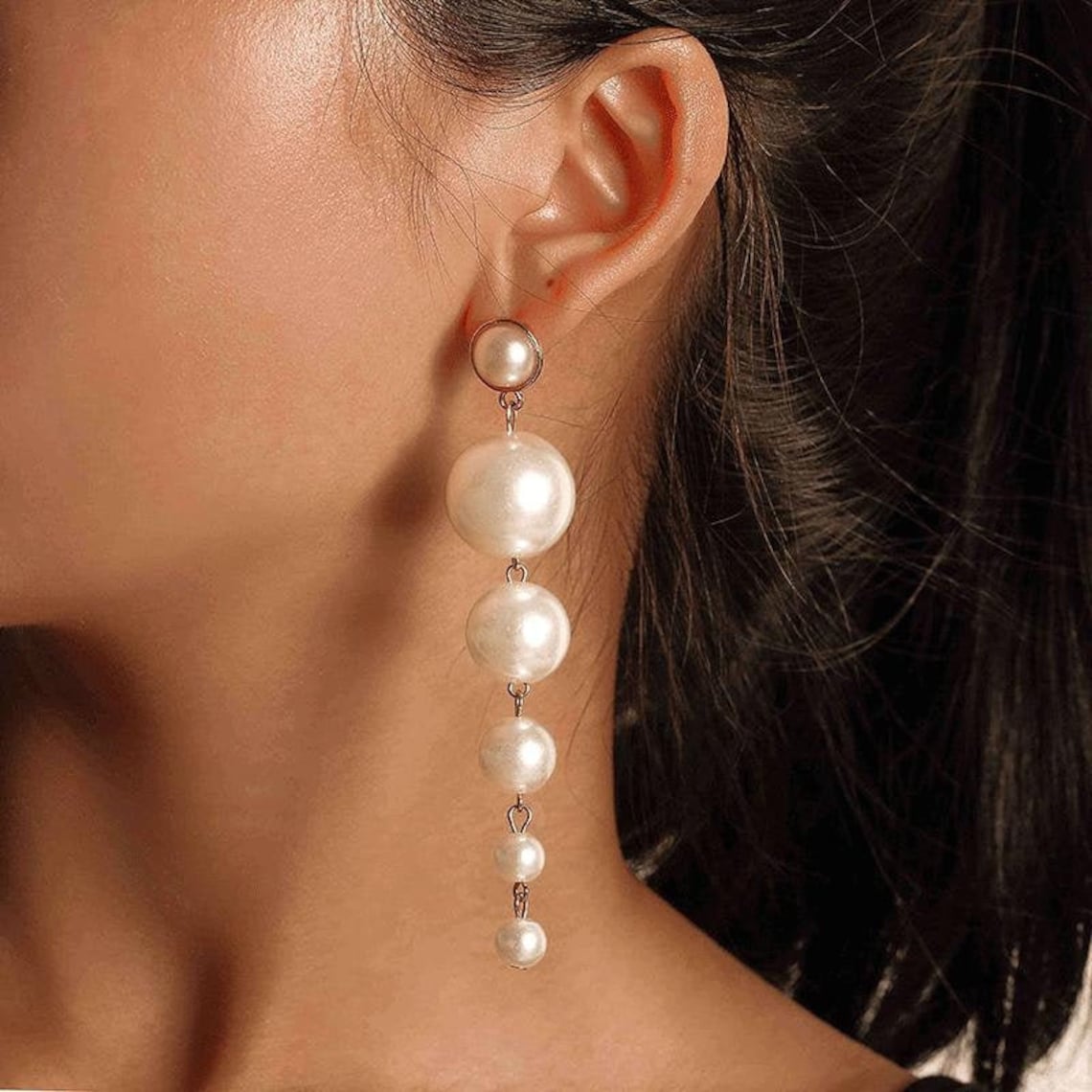 Boucles d'oreilles de Perles Cascade - Boucles d'oreilles longues en perles