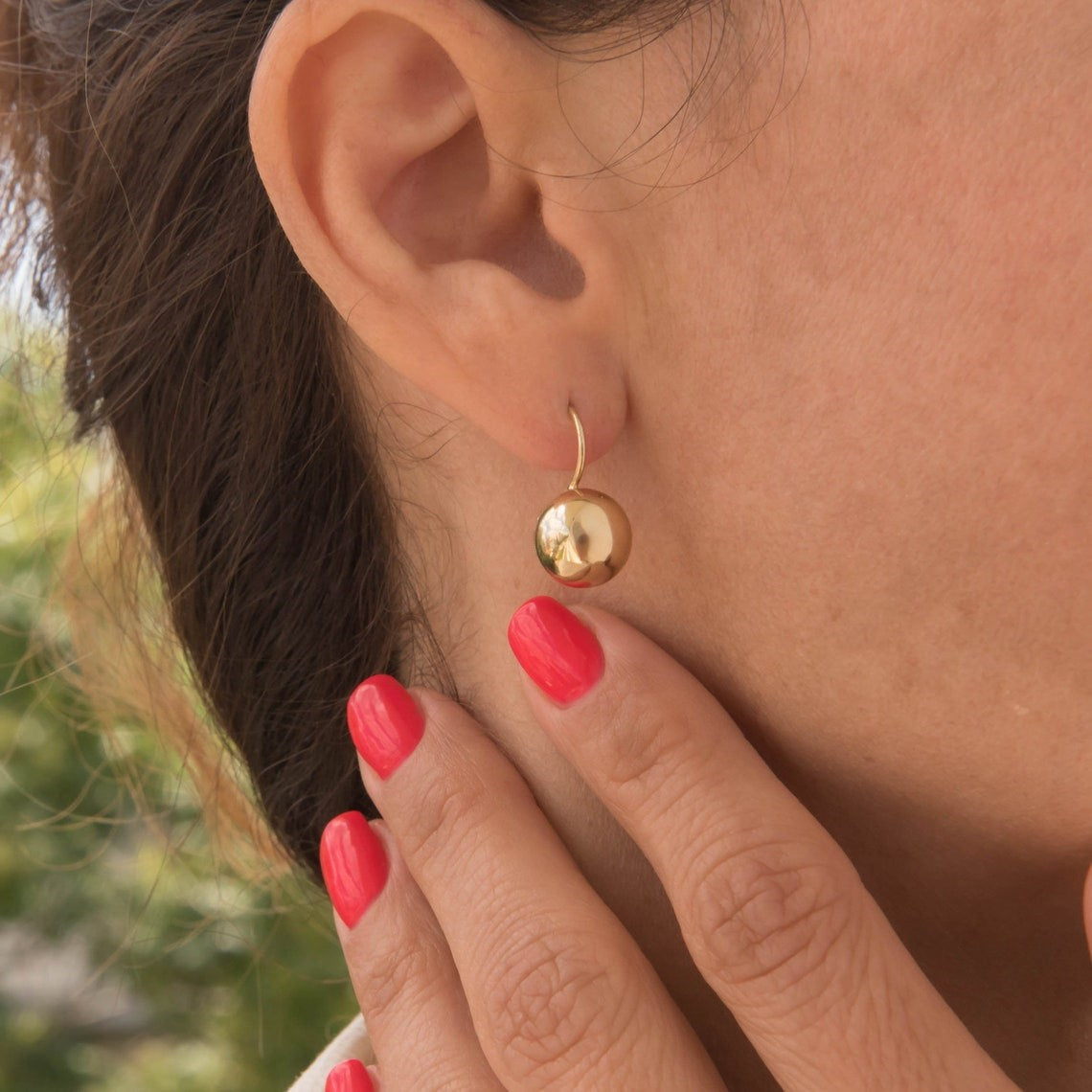 Boucles d'oreilles boule - Crochets d'oreilles ronds brillants