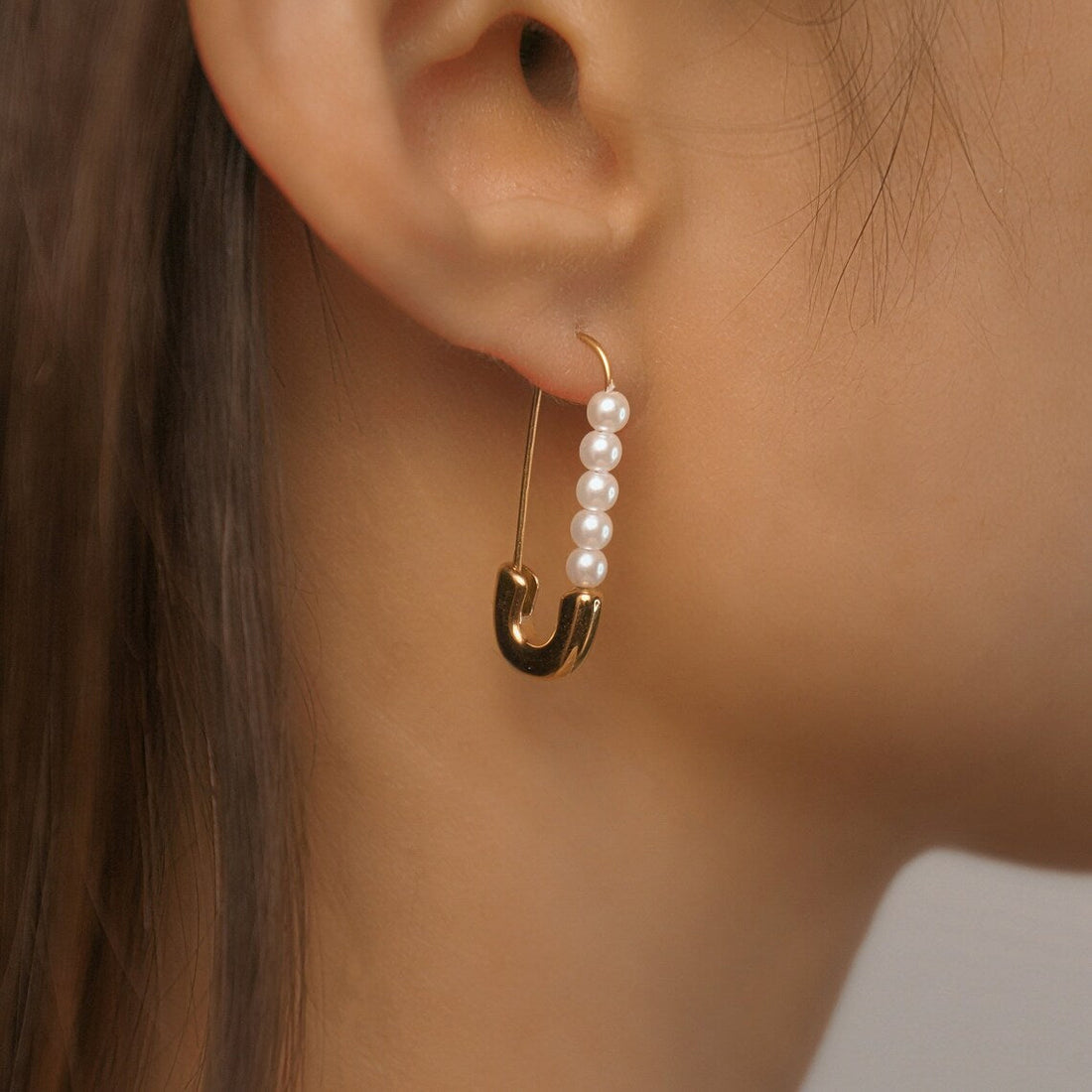 Boucles d'oreilles à épingle de sécurité - Boucles d'oreilles en perles fraîches et délicates