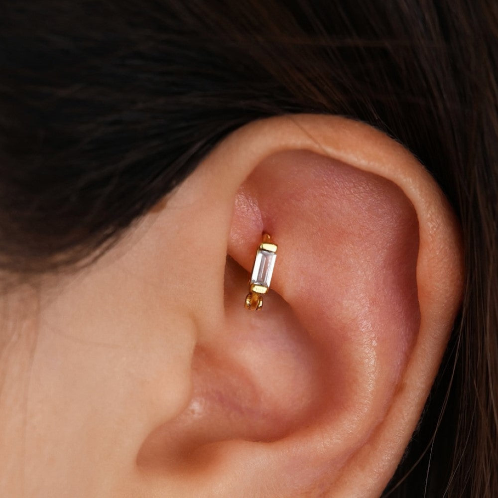 Boucles d'oreilles Diamant - Boucles d'oreilles Cartilage Baguette