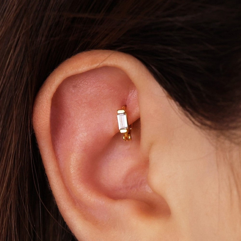 Boucles d'oreilles Diamant - Boucles d'oreilles Cartilage Baguette