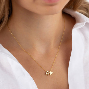 Collier avec initiales en forme de cœur - Cœur de lettre personnalisé