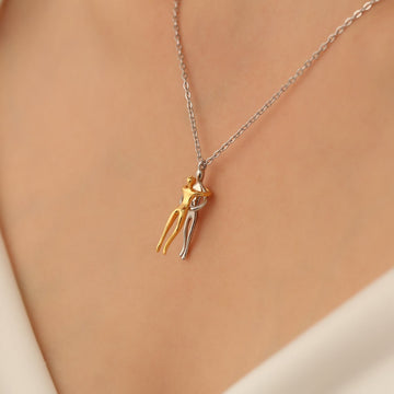 Pendentif Love Hug - Collier de couple avec étreinte