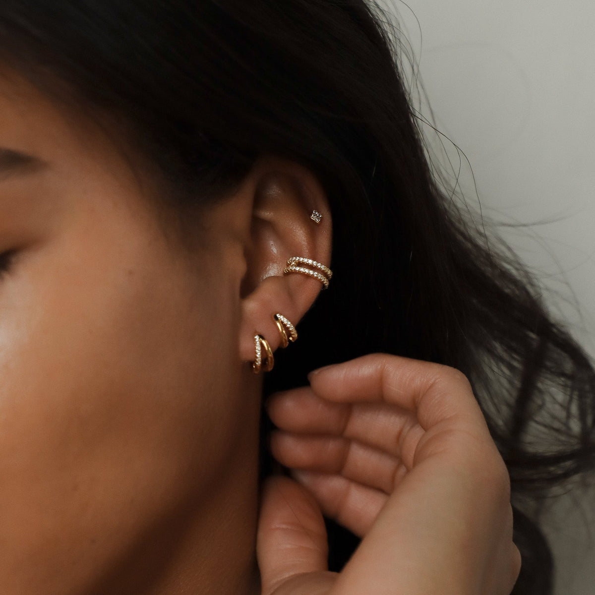 Duo Huggies - boucles d'oreilles duo en zirconium