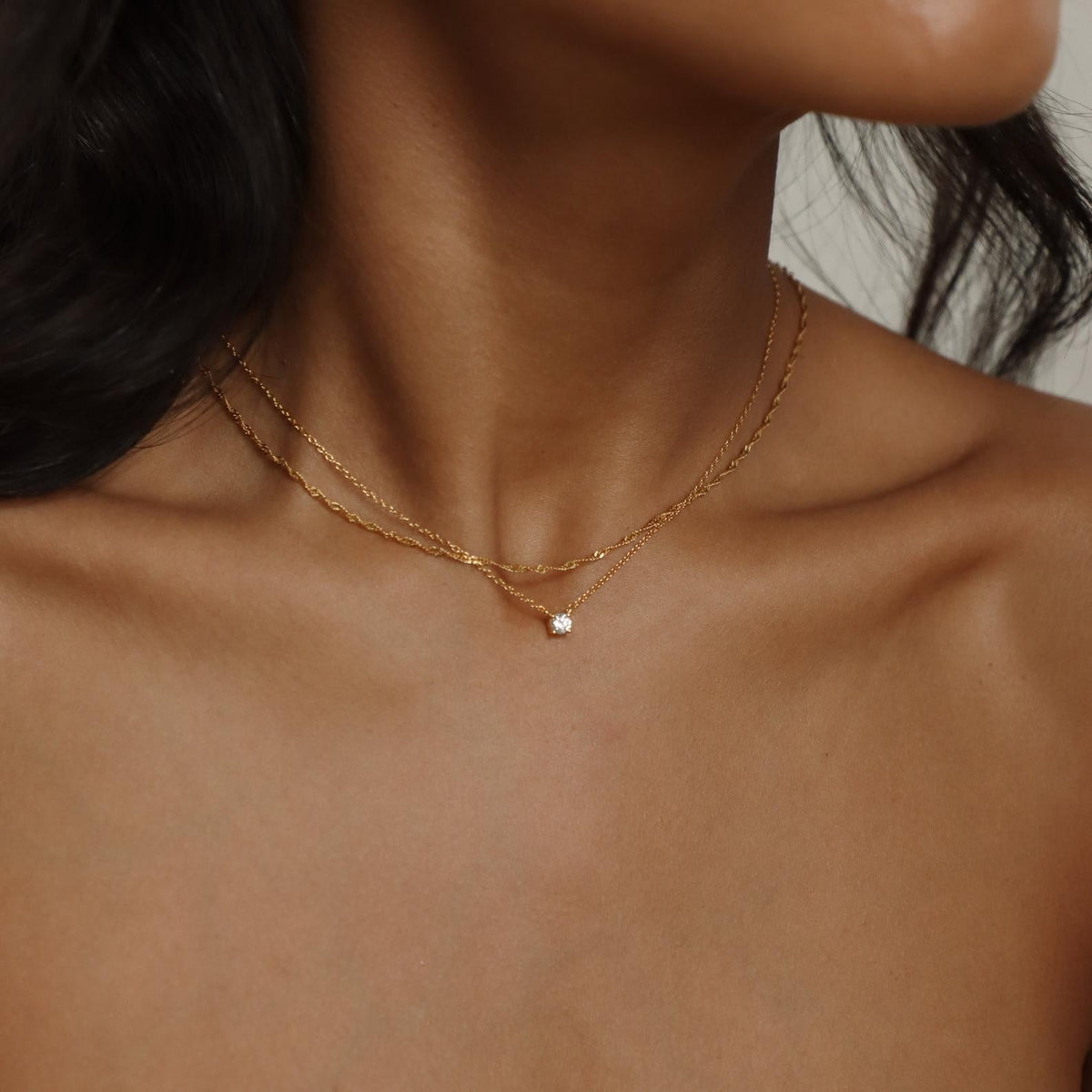 Collier Délicat de Diamants - Collier avec Ornements de Pierre