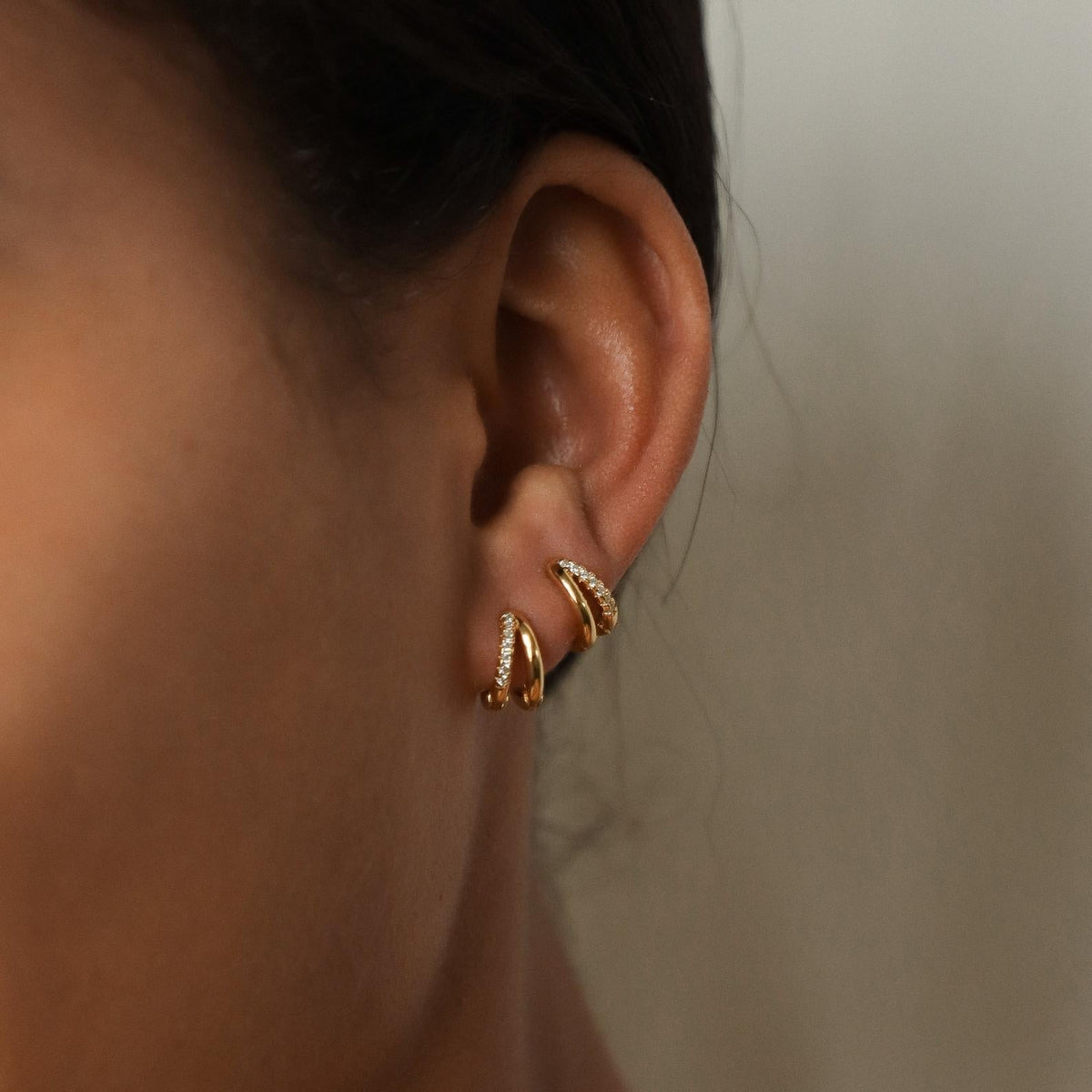 Duo Huggies - boucles d'oreilles duo en zirconium