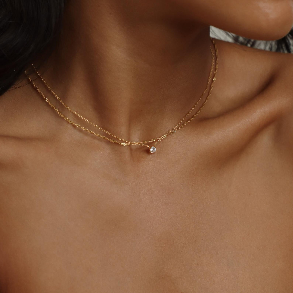 Collier Délicat de Diamants - Collier avec Ornements de Pierre