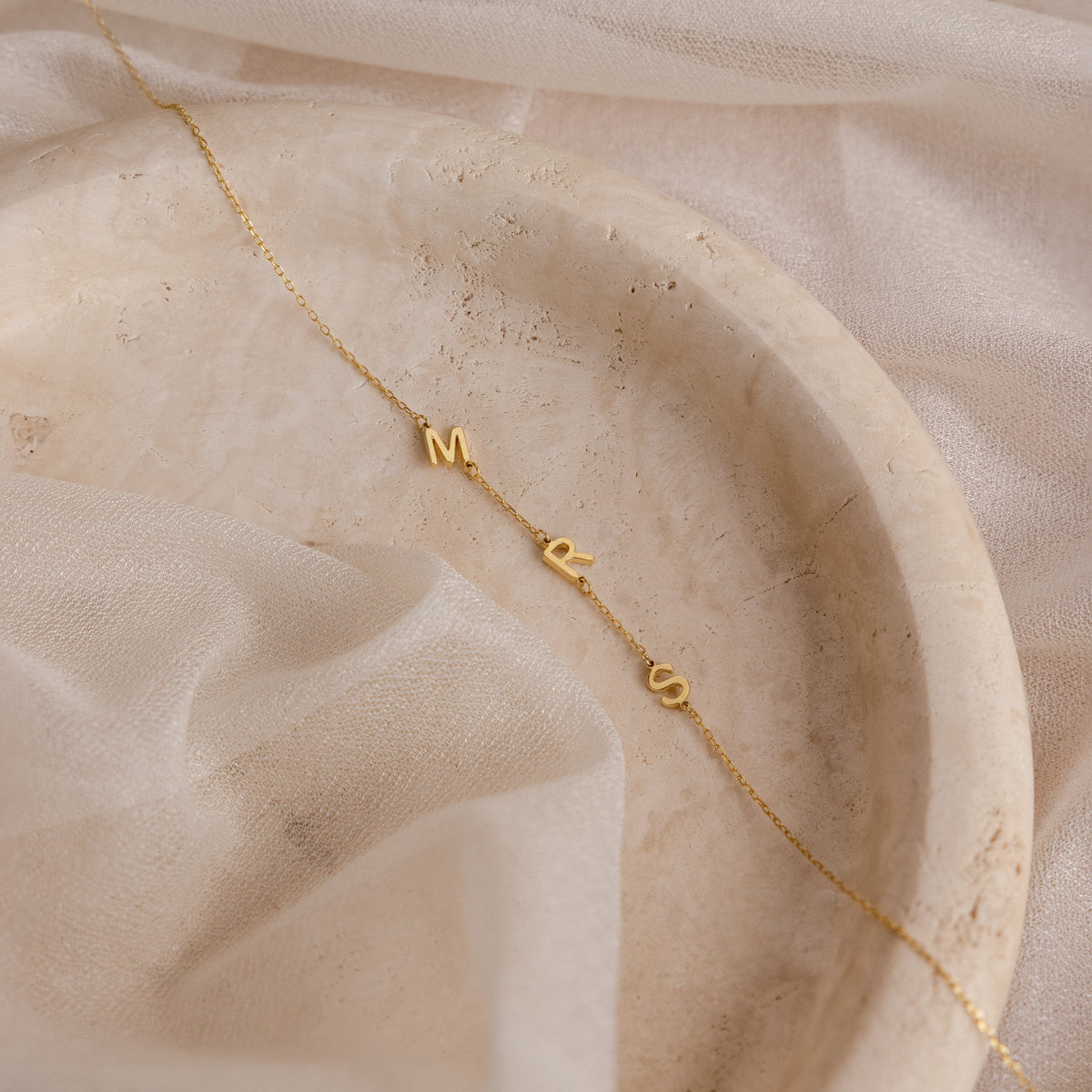 Collier avec initiales latérales - Collier de lettres individuelles