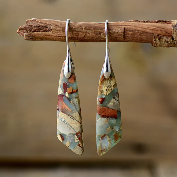 Gaia – Boucles d'oreilles vintage avec pierre naturelle