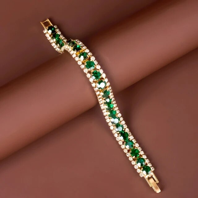 Maud – Bracelet élégant doré avec accents verts