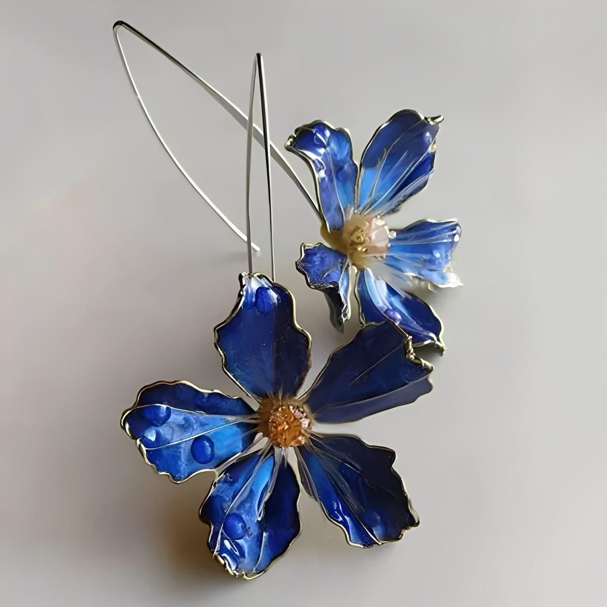 Bliss – Boucles d'oreilles vintage de fleur bleue