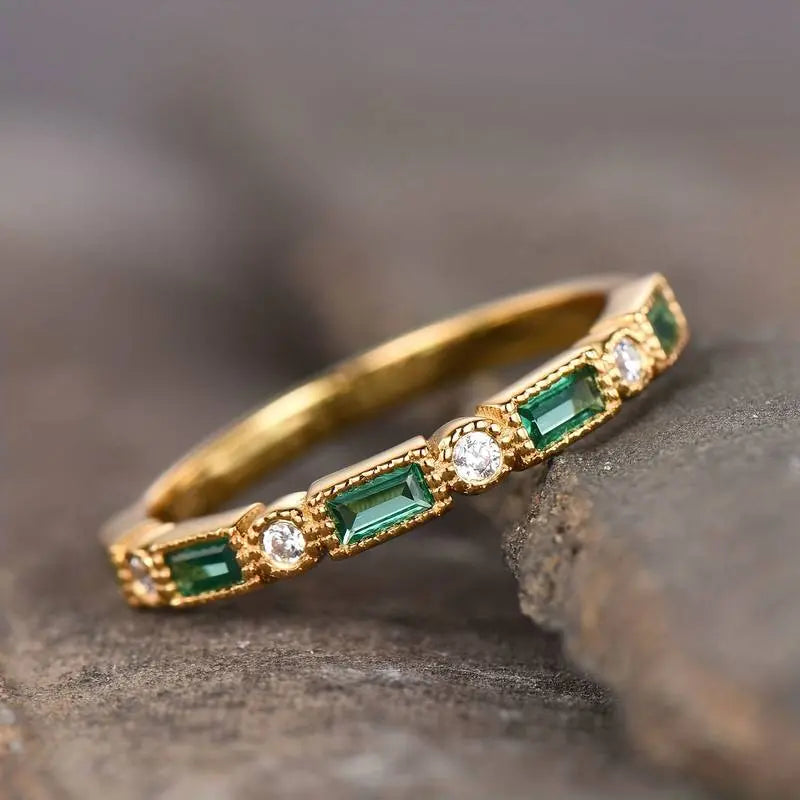 Crista – Bague de déclaration en or avec zircon vert