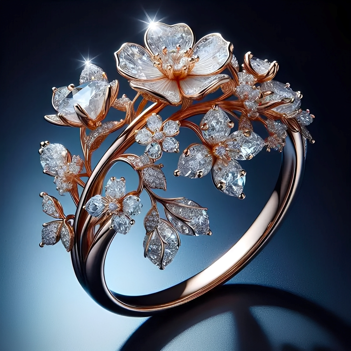 Viviane – Bague fleur en cristal brillant