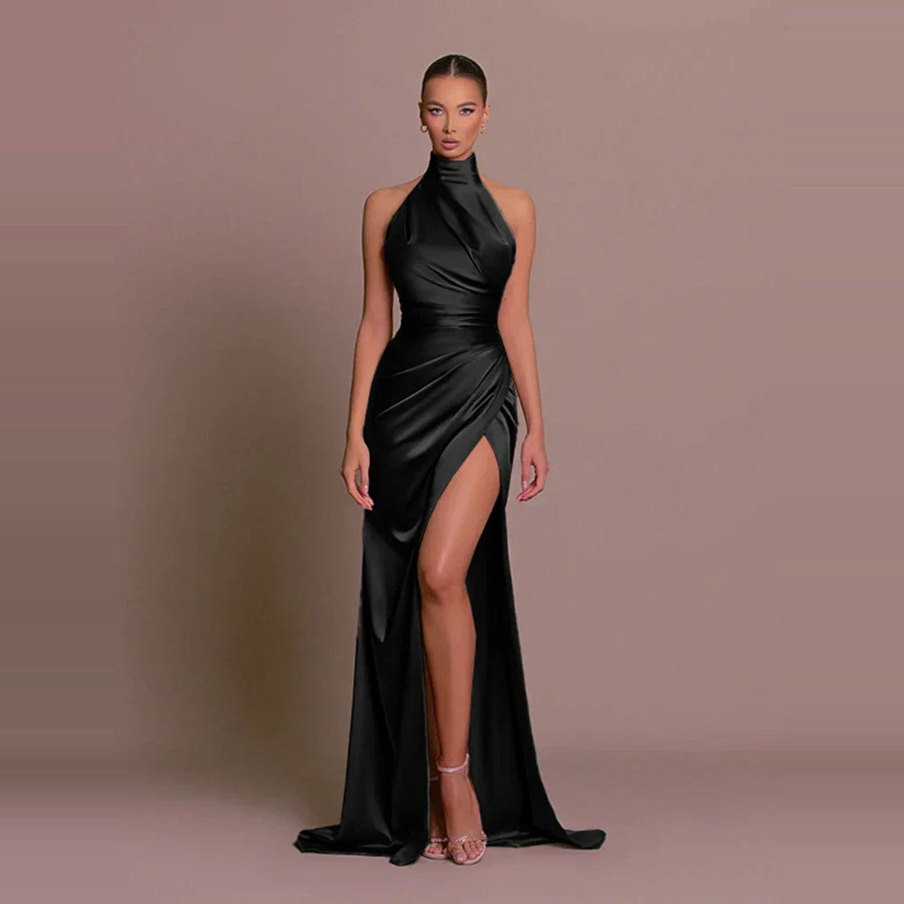 Avigail - Élégante robe de soirée avec décolleté haut