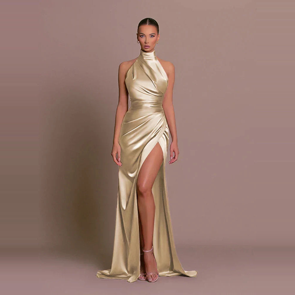 Avigail - Élégante robe de soirée avec décolleté haut