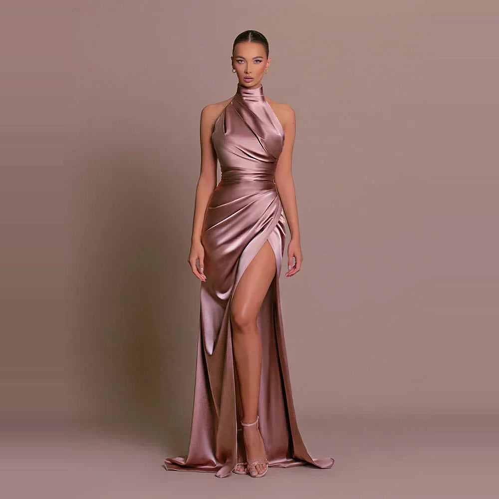 Avigail - Élégante robe de soirée avec décolleté haut