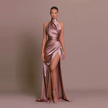Avigail - Élégante robe de soirée avec décolleté haut