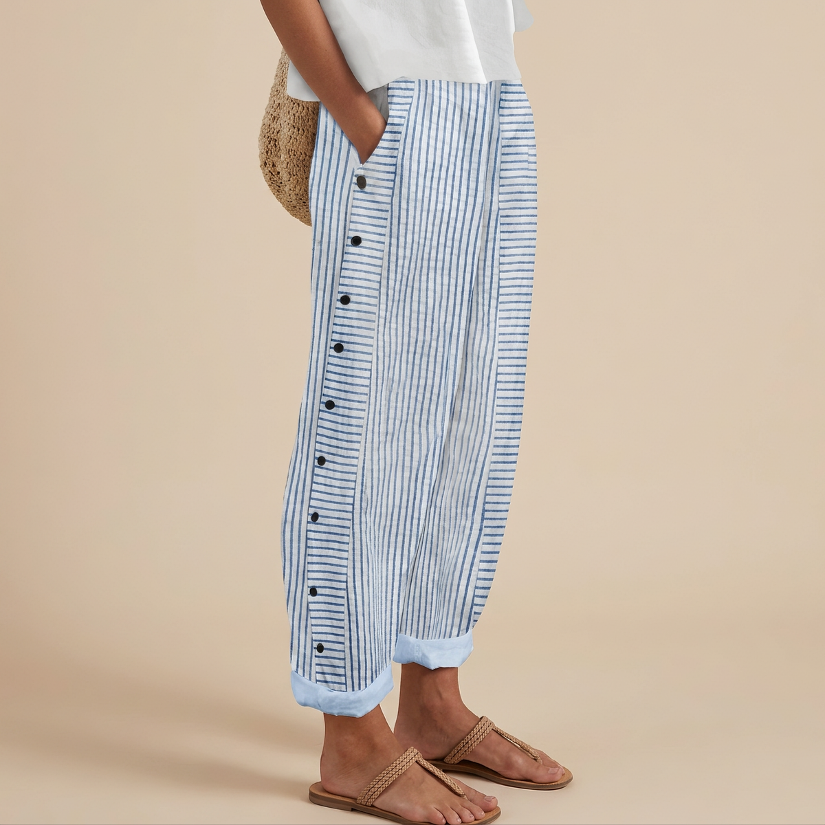 Rachael - Pantalon Relax avec Poches Latérales
