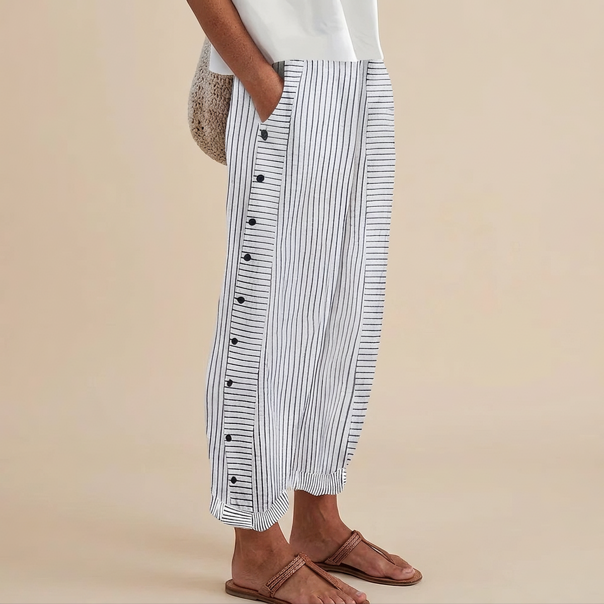 Rachael - Pantalon Relax avec Poches Latérales