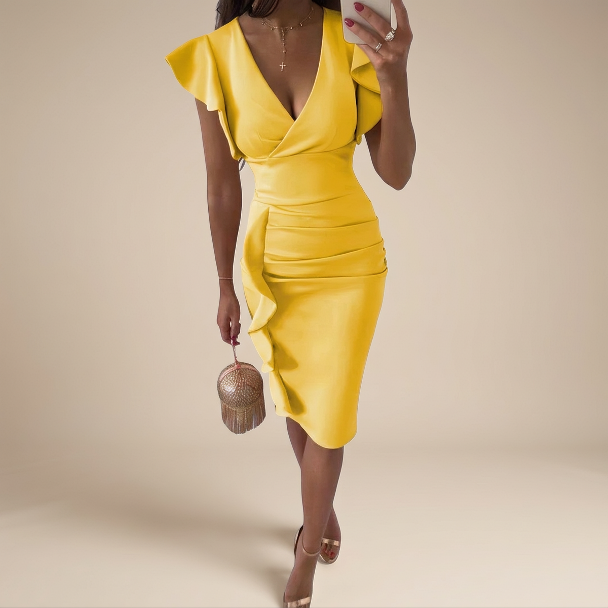 Marissa - Robe Cocktail Élégante Midi