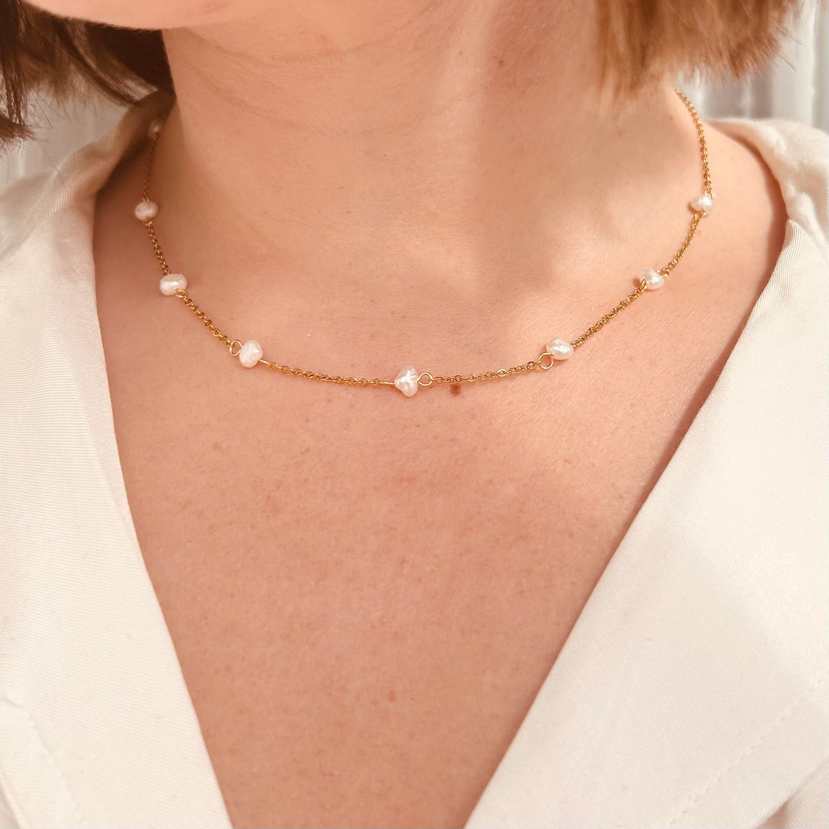 Collier de perles d'or - Collier quotidien