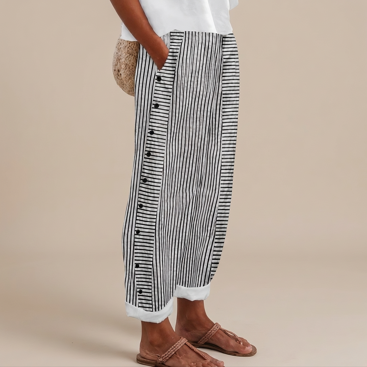 Rachael - Pantalon Relax avec Poches Latérales