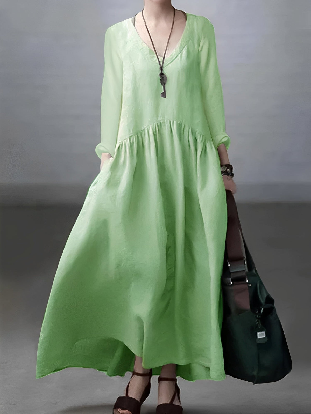 Lindy - Robe fluide et décontractée avec col V pour femmes