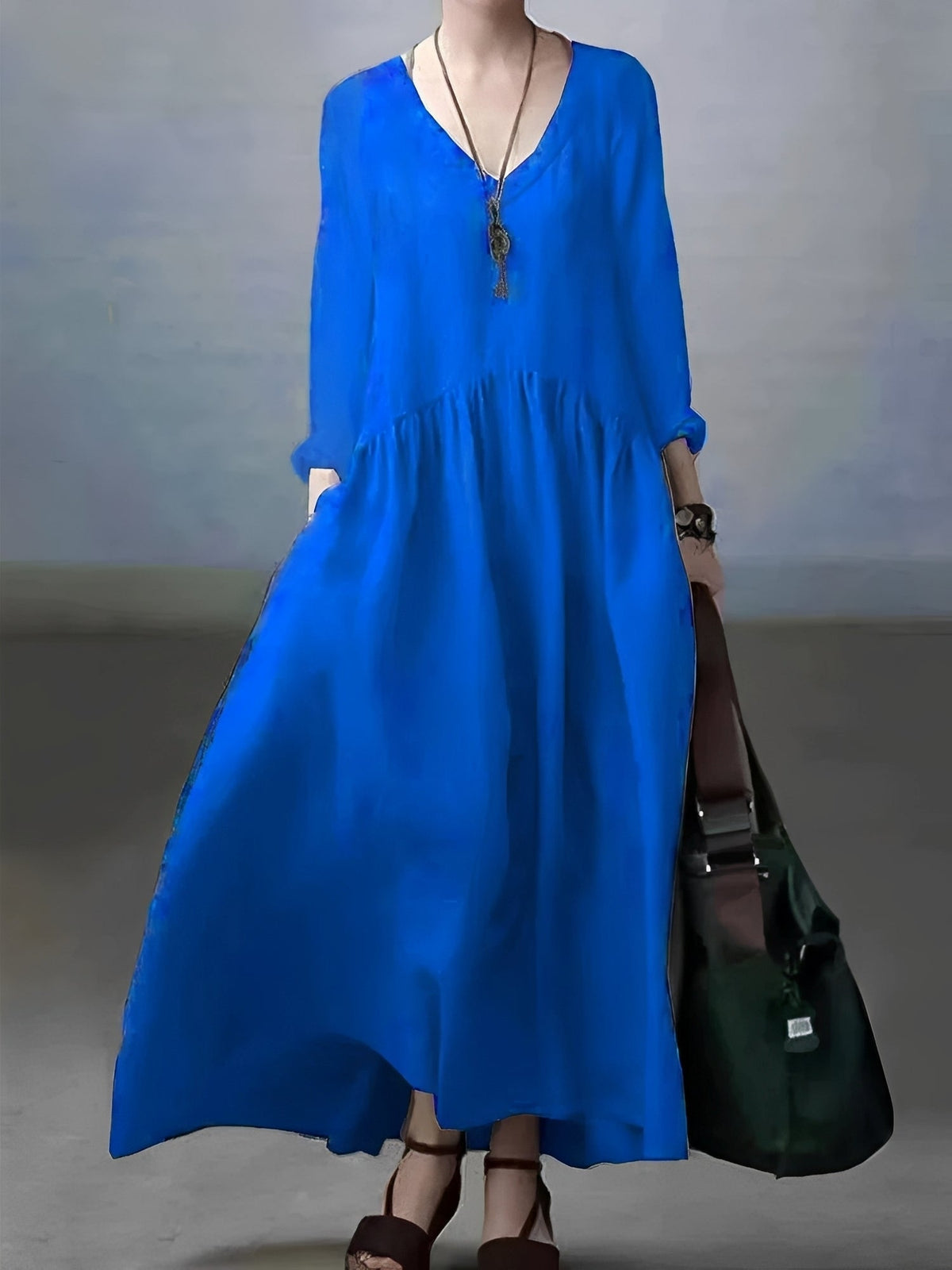 Lindy - Robe fluide et décontractée avec col V pour femmes