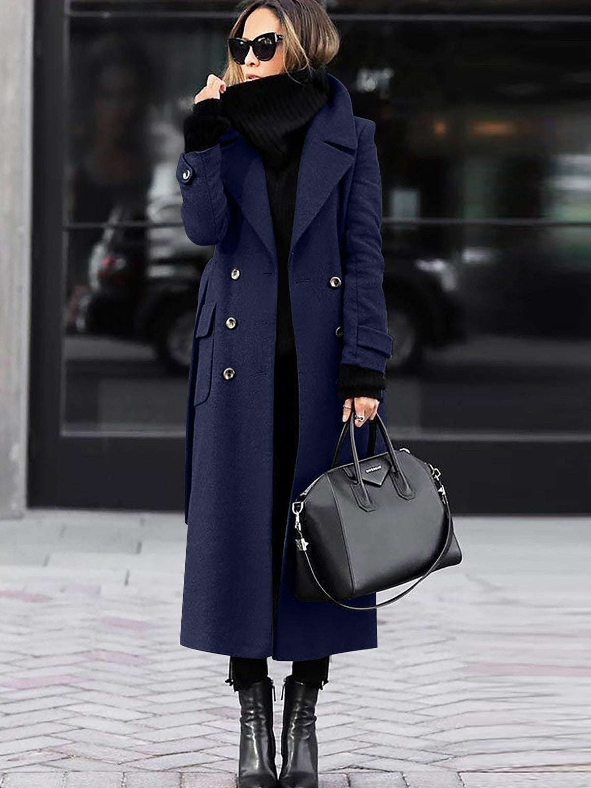 Helene – Manteau long cintré pour femmes avec double boutonnage