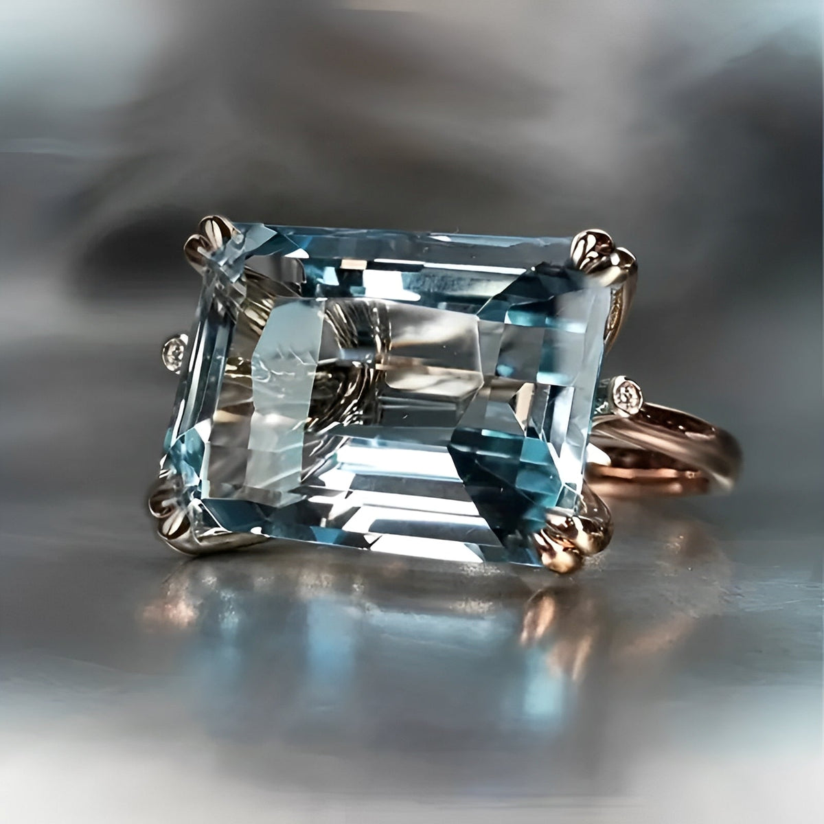 Yvaine – Bague vintage avec zirconite bleue