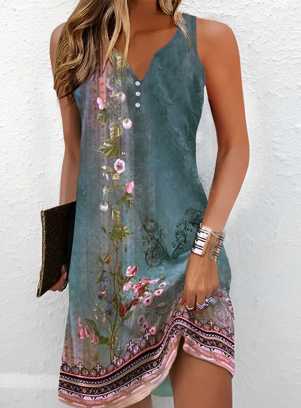 Henie - Robe mini sans manches à motif floral pour femmes
