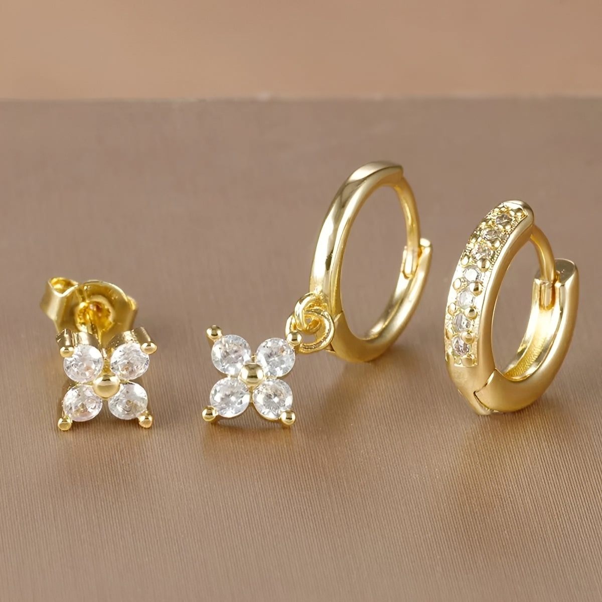 Selena – Ensemble de boucles d'oreilles avec clip et zirconias
