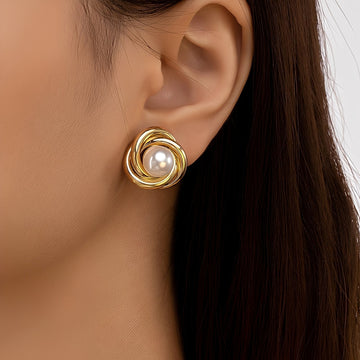 Krisna – Boucles d'oreilles élégantes en or avec perles