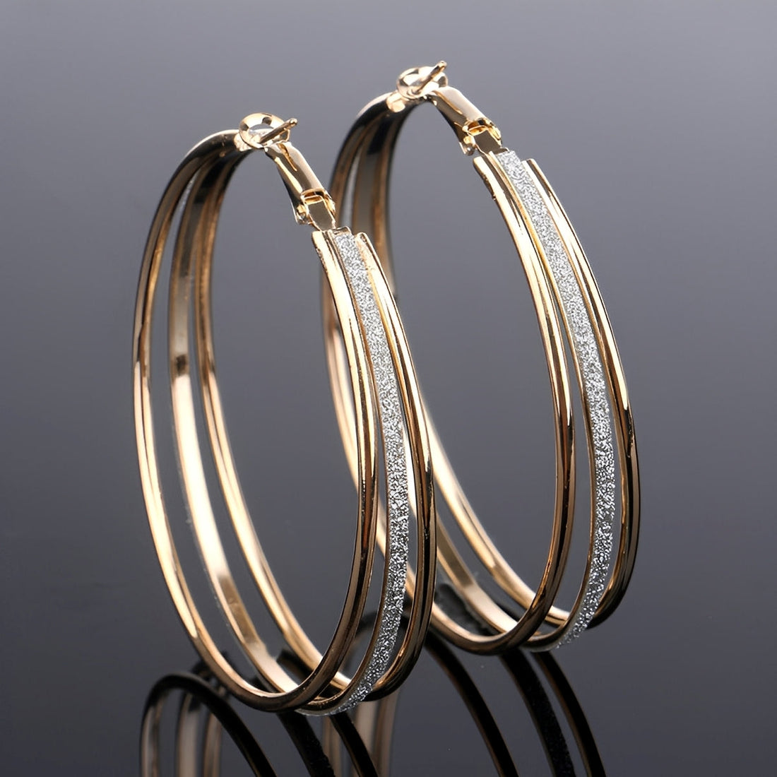Nori – Boucles d'oreilles vintage plaquées or et brillantes