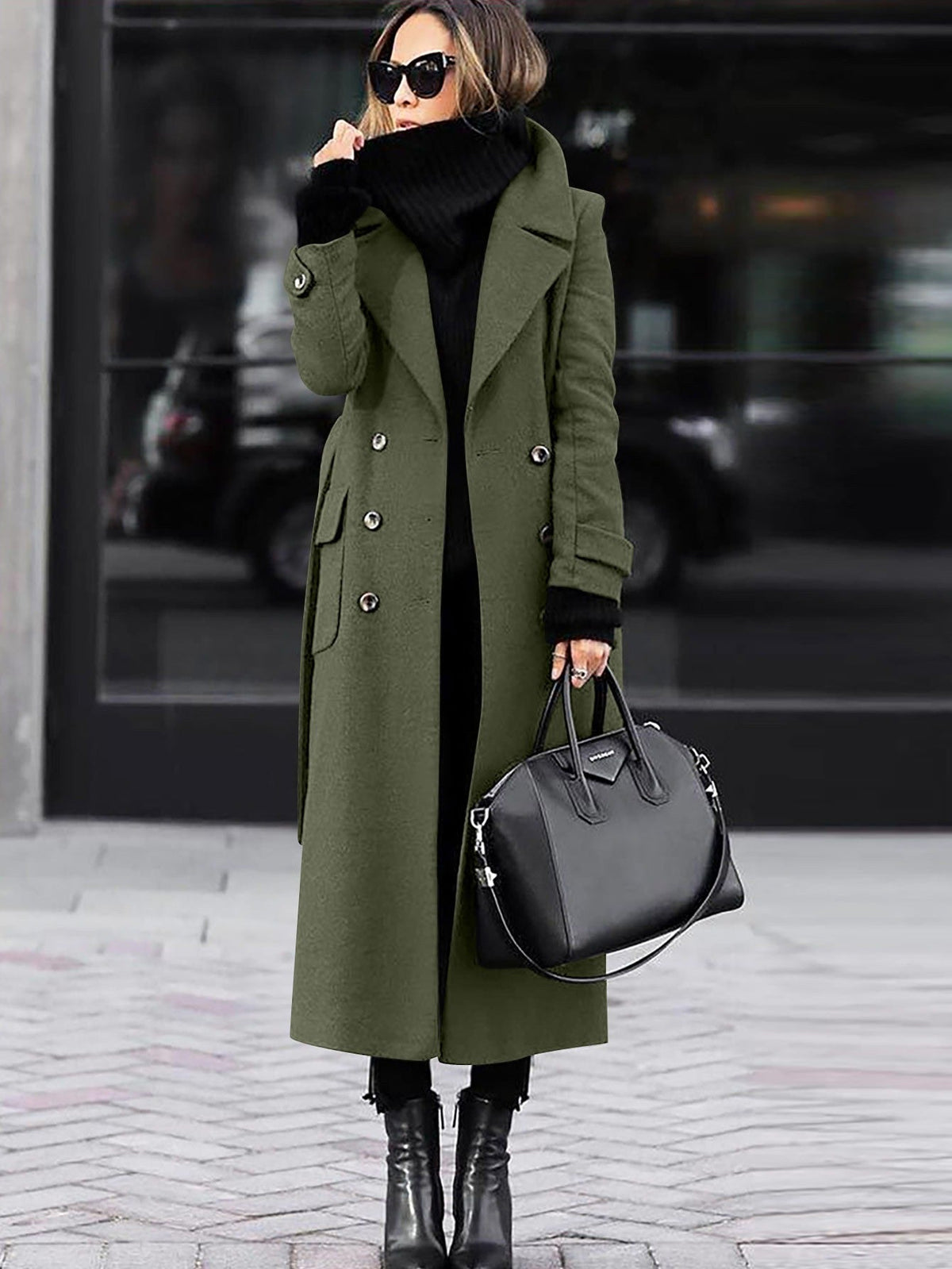 Helene – Manteau long cintré pour femmes avec double boutonnage